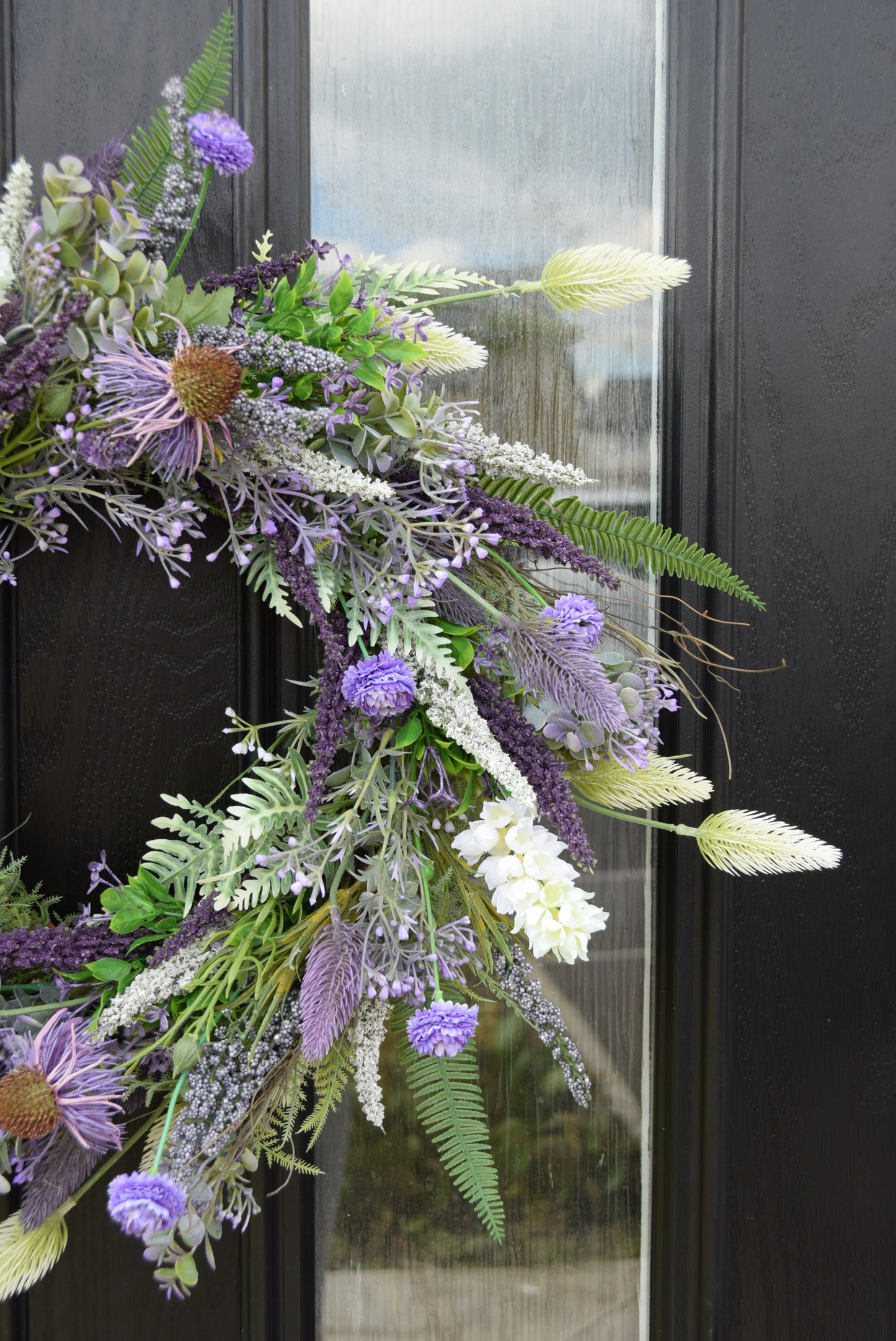 English Lavender Wreath with Wildflowers – All Year Round Door Wreath - Lavender