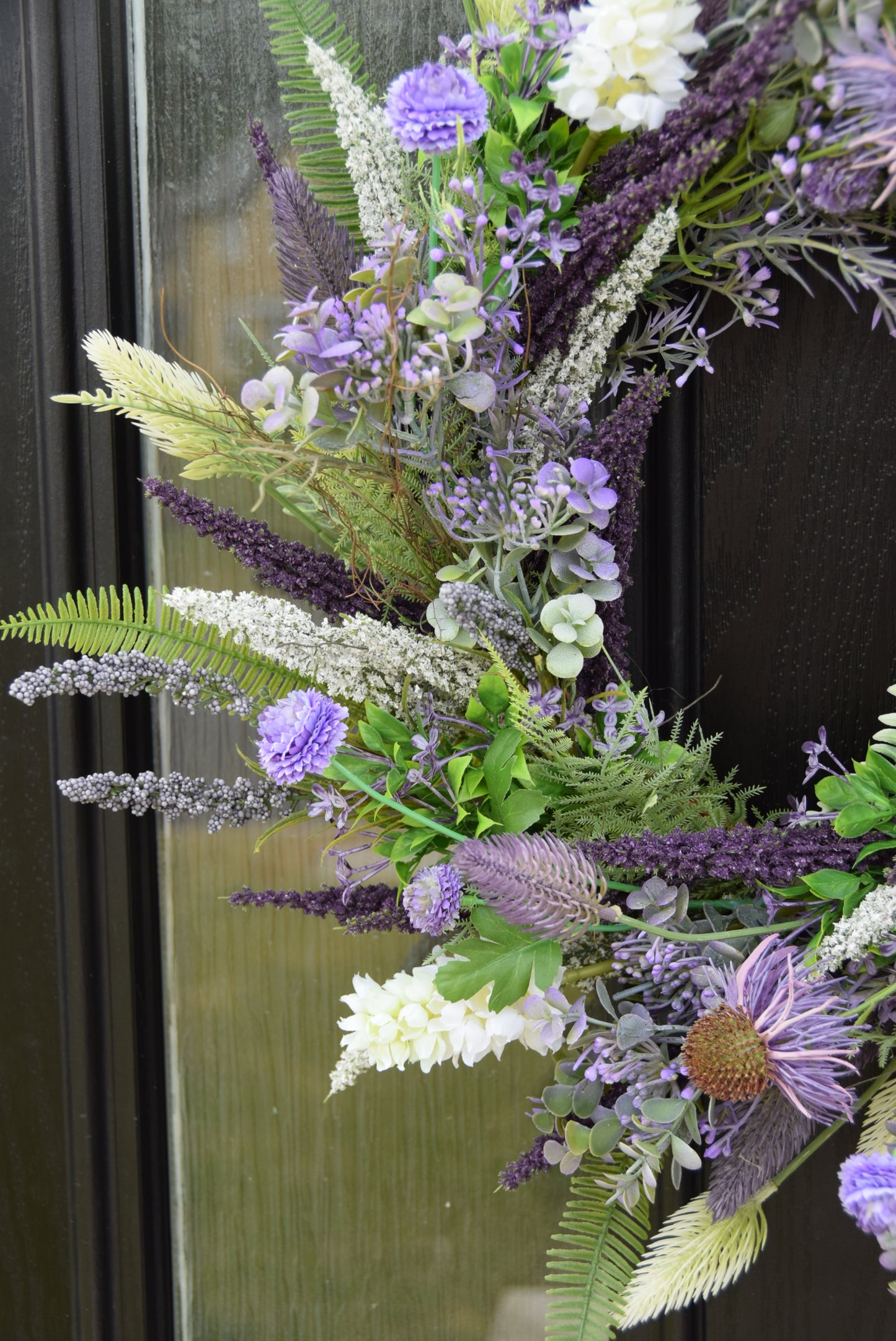 English Lavender Wreath with Wildflowers – All Year Round Door Wreath - Lavender