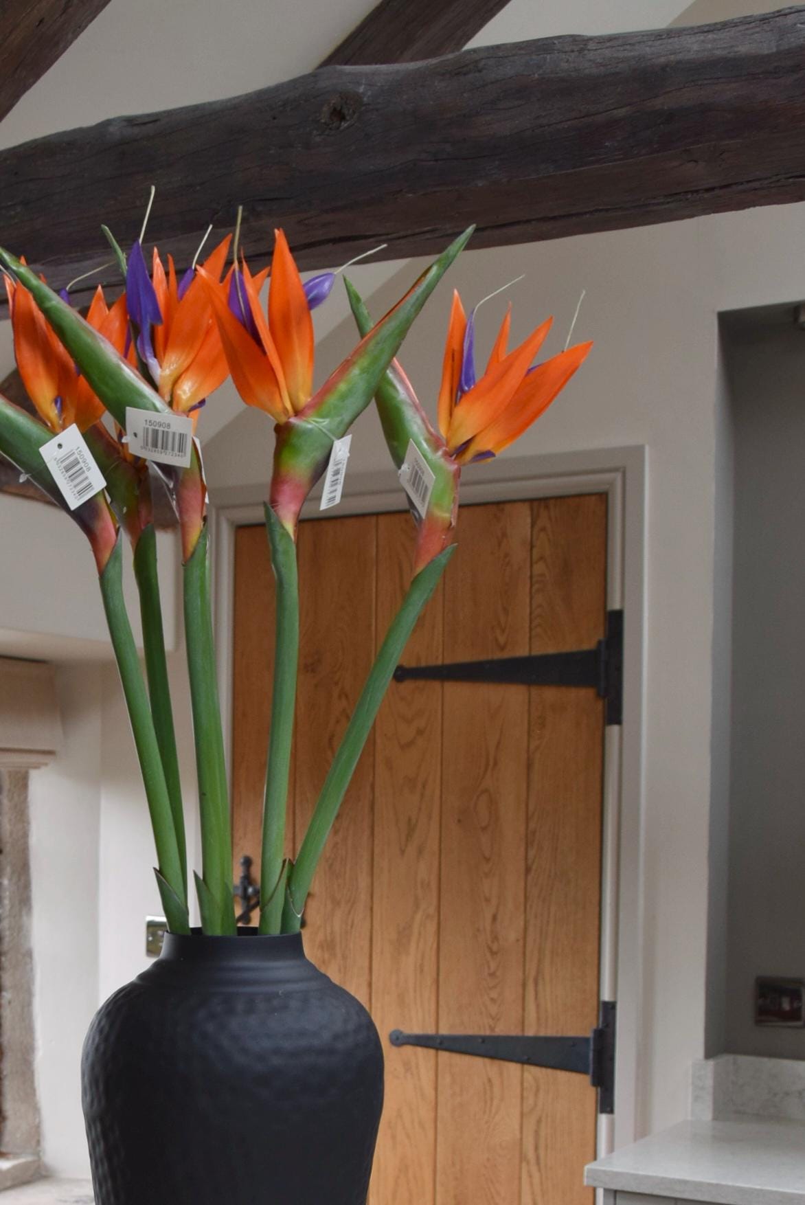 Bird of Paradise Stem – Orange & Purple Faux Flower | Artificial Tropical Flower for Home Decor