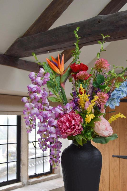 Colourful Faux Flower Arrangement | Bright Multicoloured Artificial Bouquet for Home & Hotel Decor - Birdie