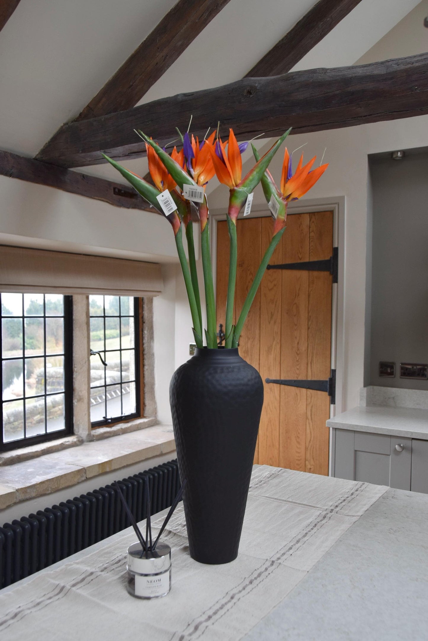 Bird of Paradise Stem – Orange & Purple Faux Flower | Artificial Tropical Flower for Home Decor