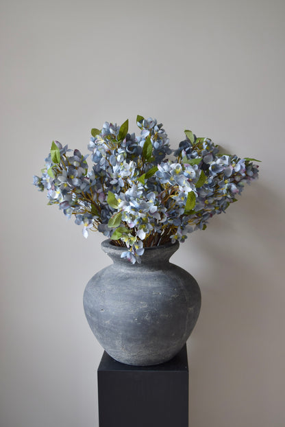 Blue Orchard Blossom Branch | Faux Flowering Blossom Stem for Artificial Arrangements & Home Decor