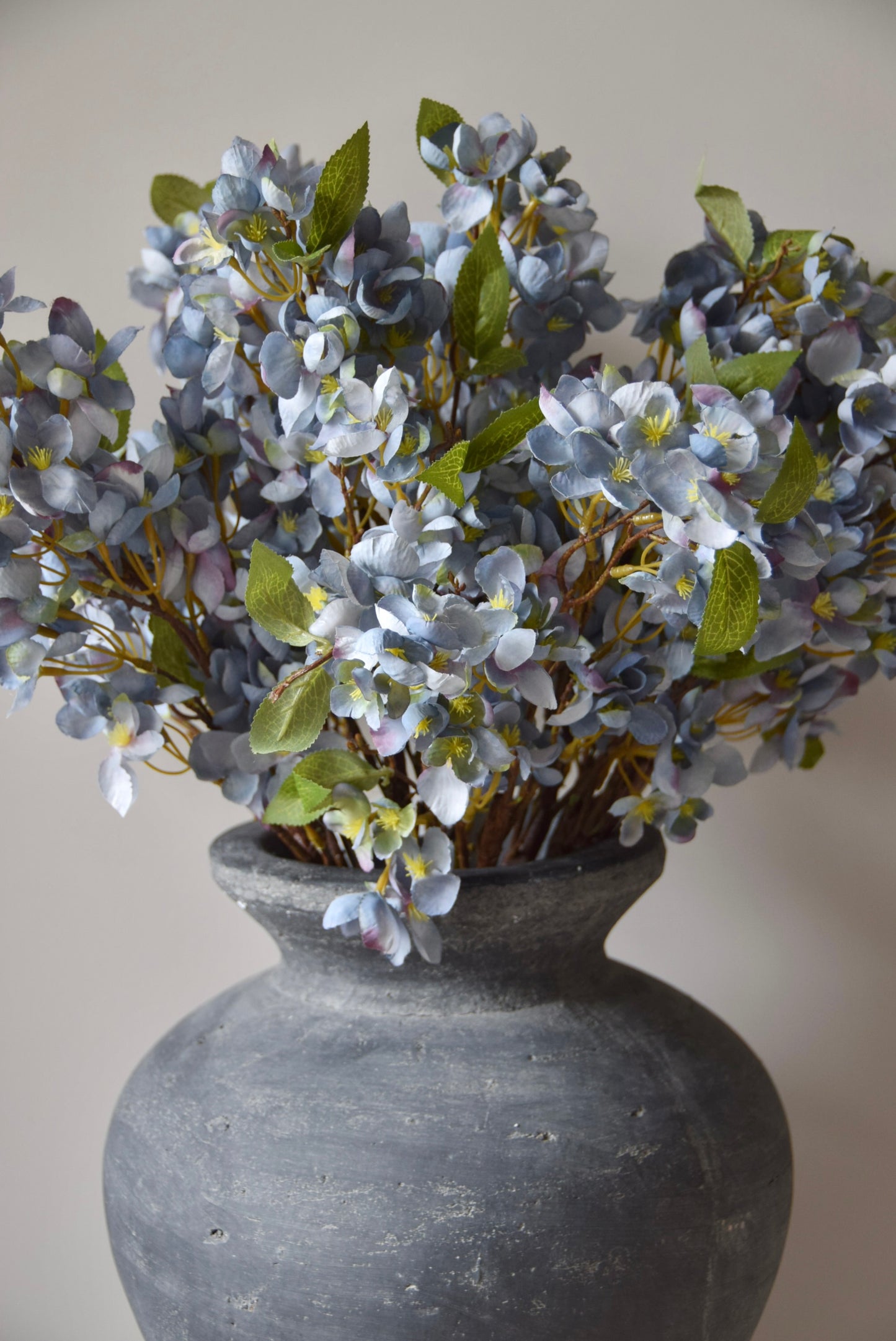 Blue Orchard Blossom Branch | Faux Flowering Blossom Stem for Artificial Arrangements & Home Decor