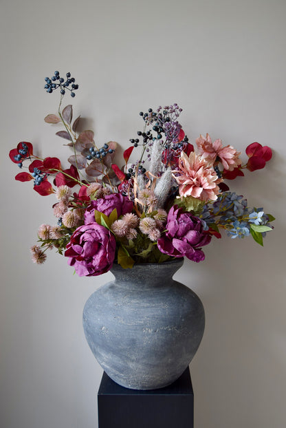 Rustic Artificial Flower Arrangement | Autumn Peonies, Berries & Dahlias | Faux Floral Bouquet - Aurelia