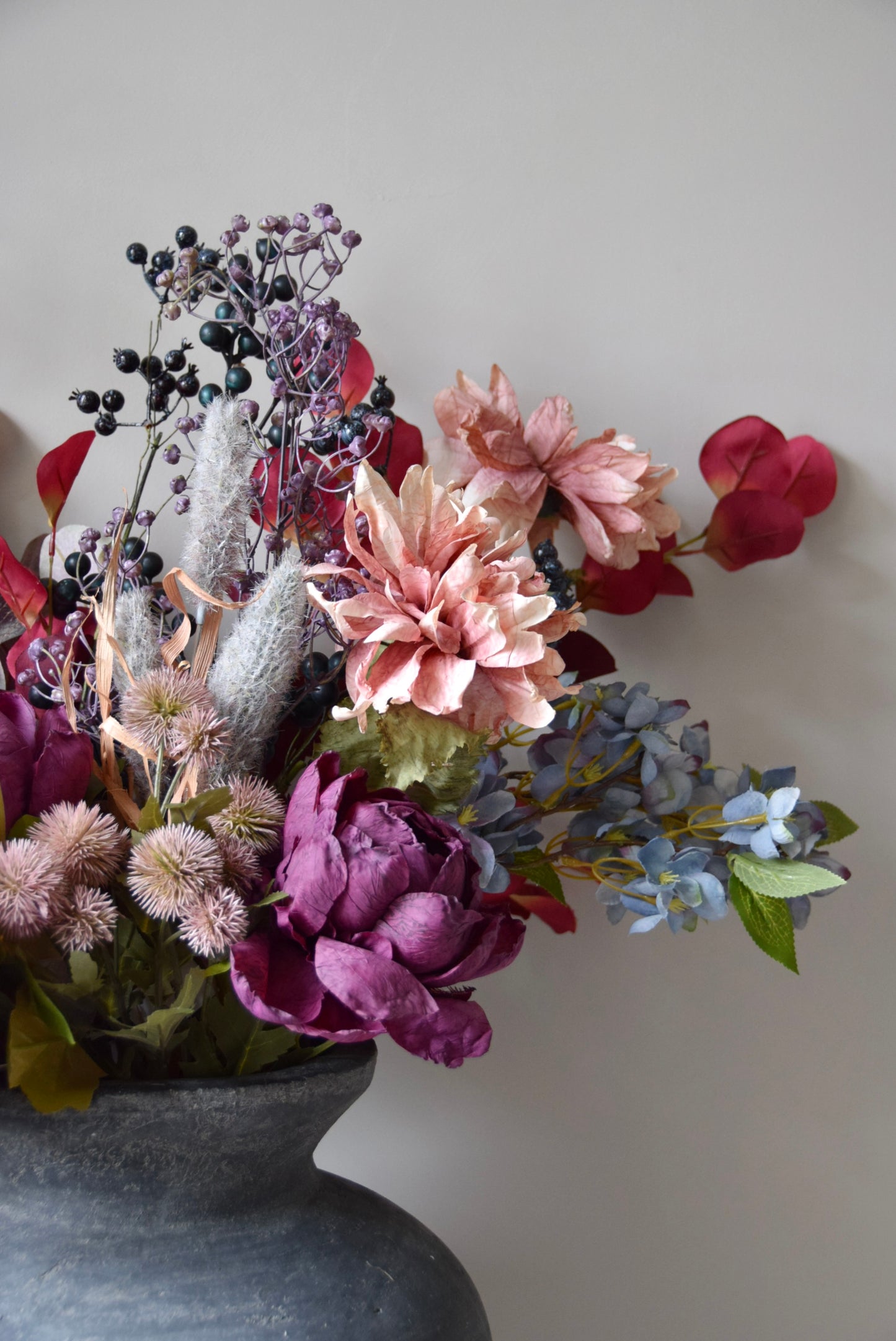 Rustic Artificial Flower Arrangement | Autumn Peonies, Berries & Dahlias | Faux Floral Bouquet - Aurelia