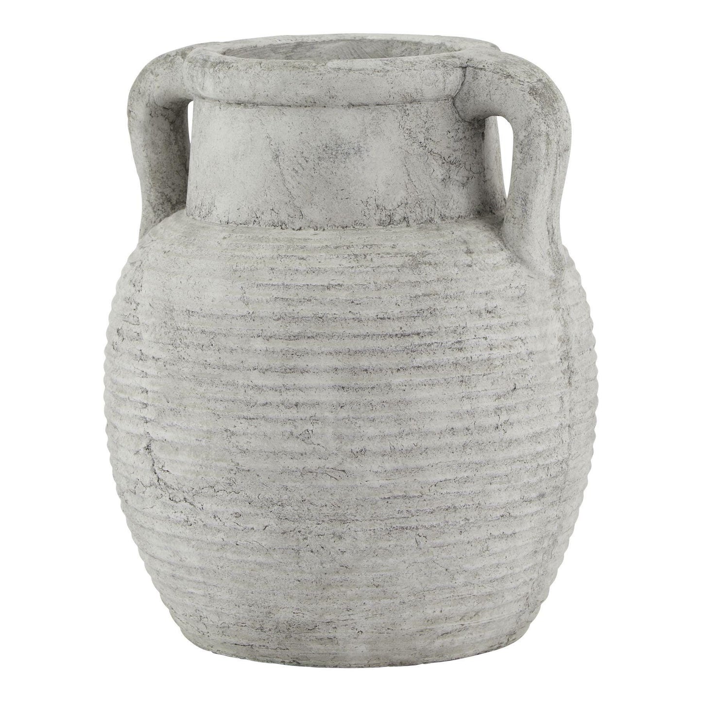 Grey stone amphora pot. Greek style vase