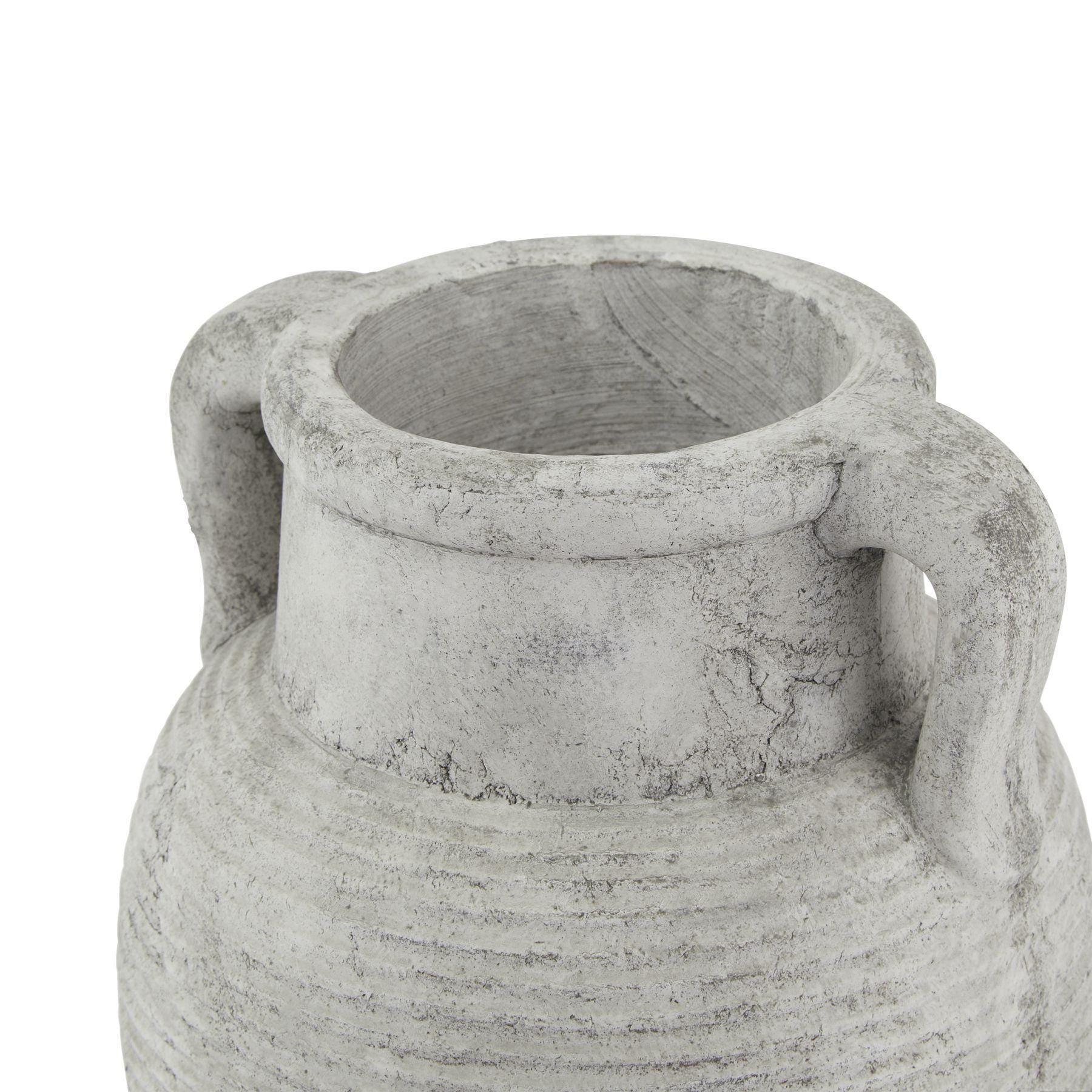 Grey stone amphora pot. Greek style vase