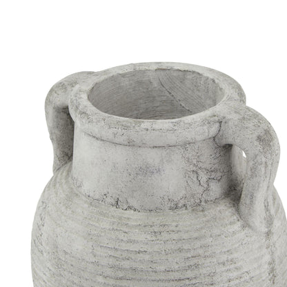Grey stone amphora pot. Greek style vase