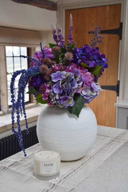 Purple Hydrangea Faux Flower Arrangement | Artificial Hydrangea Bouquet for Home Decor - Layla