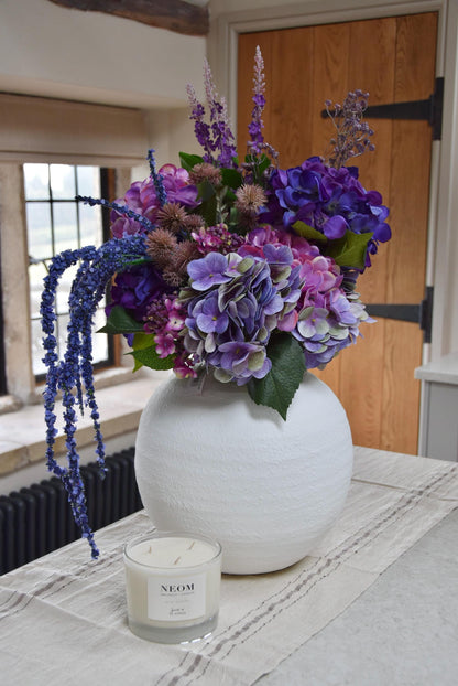 Purple Hydrangea Faux Flower Arrangement | Artificial Hydrangea Bouquet for Home Decor - Layla