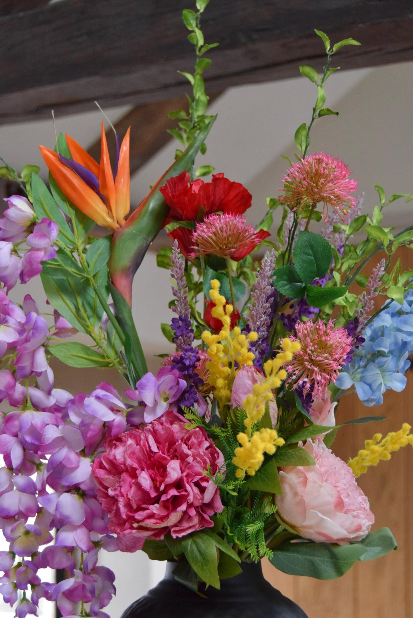 Colourful Faux Flower Arrangement | Bright Multicoloured Artificial Bouquet for Home & Hotel Decor - Birdie