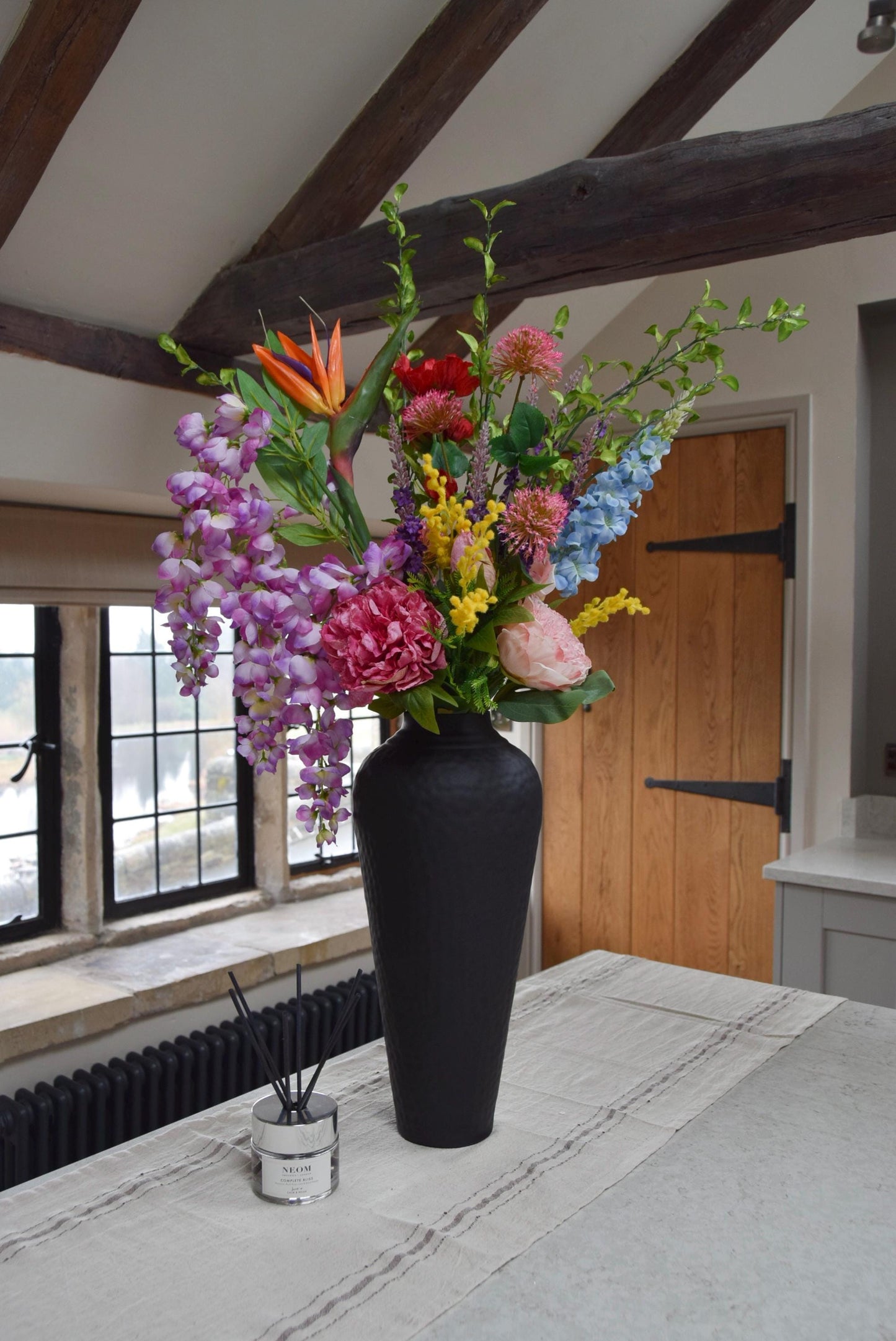 Colourful Faux Flower Arrangement | Bright Multicoloured Artificial Bouquet for Home & Hotel Decor - Birdie