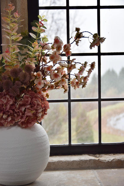 Dusky Pink Faux Flower Arrangement | Artificial Blossom & Silk Hydrangea Bouquet for Home Decor - Blair
