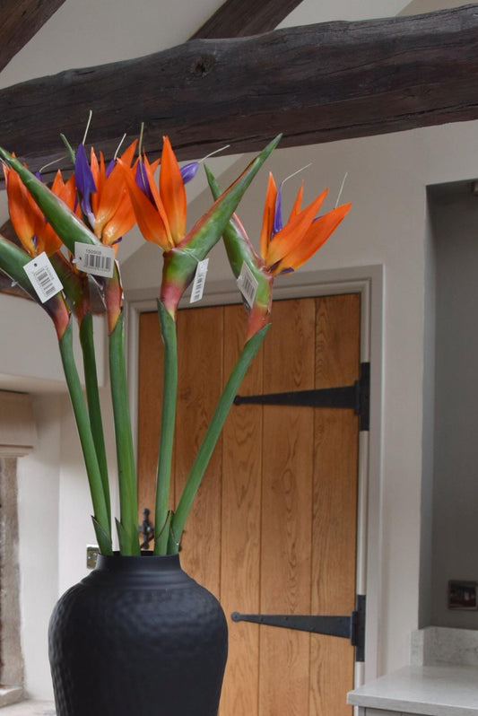 Bird of Paradise Stem – Orange & Purple Faux Flower | Artificial Tropical Flower for Home Decor