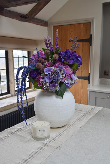 Purple Hydrangea Faux Flower Arrangement | Artificial Hydrangea Bouquet for Home Decor - Layla