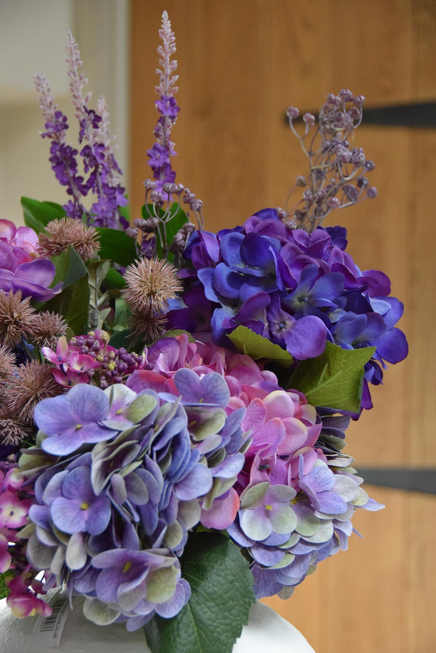Purple Hydrangea Faux Flower Arrangement | Artificial Hydrangea Bouquet for Home Decor - Layla