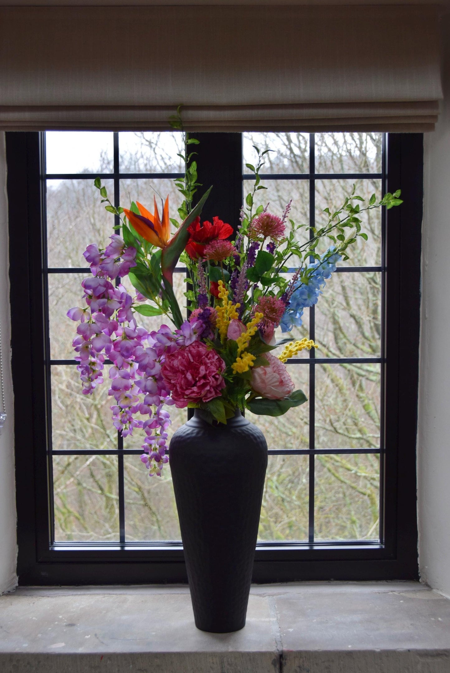 Colourful Faux Flower Arrangement | Bright Multicoloured Artificial Bouquet for Home & Hotel Decor - Birdie