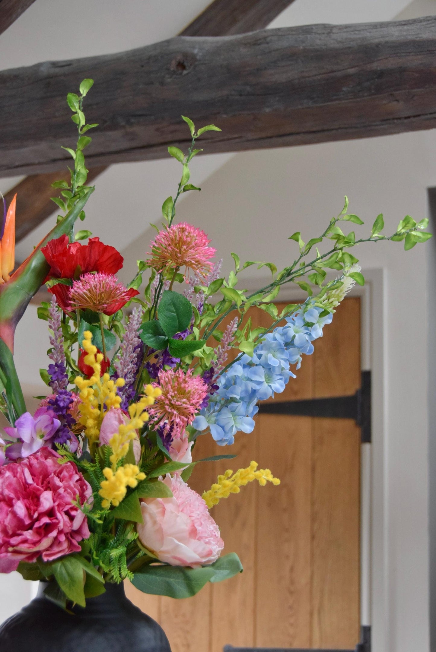 Colourful Faux Flower Arrangement | Bright Multicoloured Artificial Bouquet for Home & Hotel Decor - Birdie