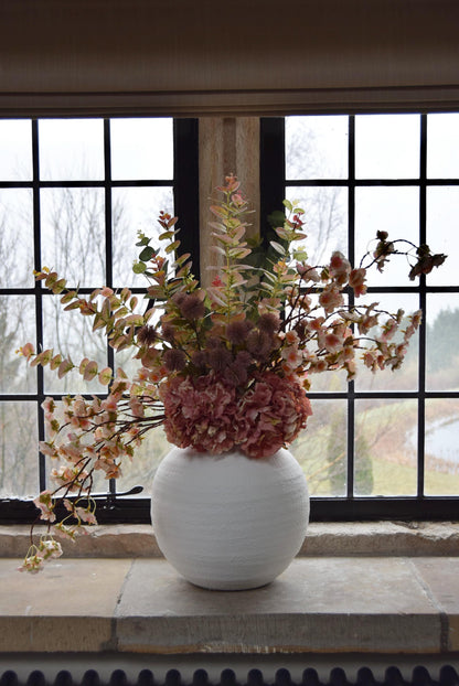 Dusky Pink Faux Flower Arrangement | Artificial Blossom & Silk Hydrangea Bouquet for Home Decor - Blair