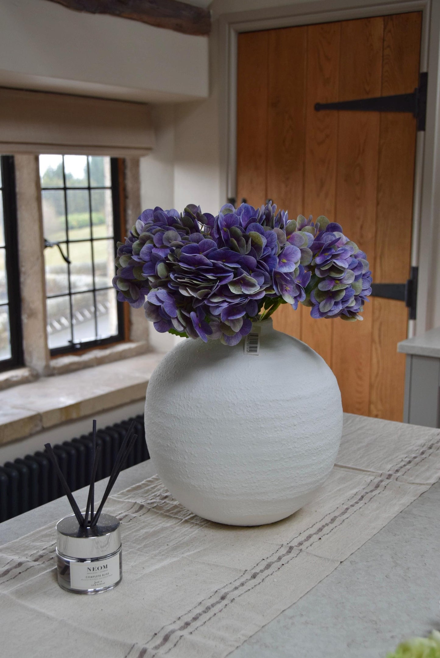 Artificial Purple Hydrangea Stem | Real Touch Faux Purple Flower | Lifelike Purple Hydrangea