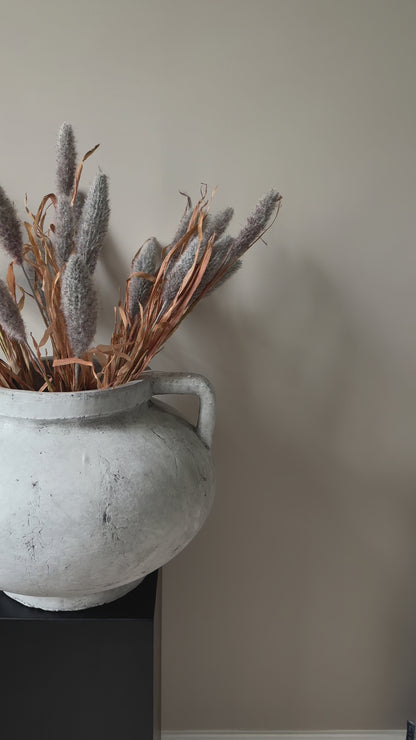 Grey Bunny Tail Reed Spray | Faux Dried Grass Stem | Soft Textured Artificial Floral