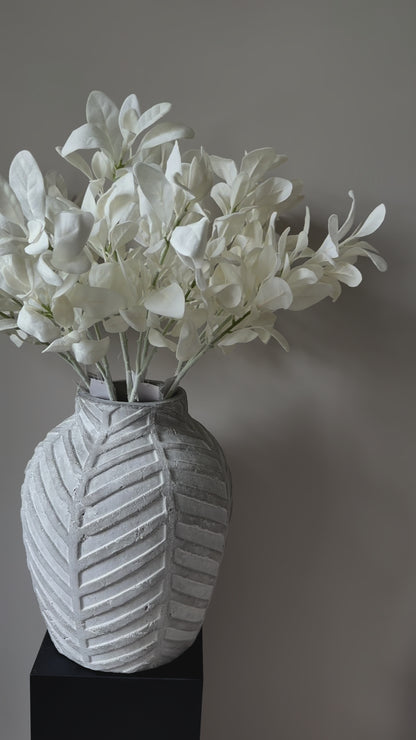 White Lamb’s Ear Faux Spray | Pale Velvet Look Foliage Stem | Artificial White Greenery Stem